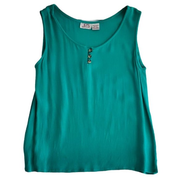 JRs (Vintage) Scoop Neck Crepe Shell / Tank Top | EUC | SP | Blue-Green - Picture 9 of 11
